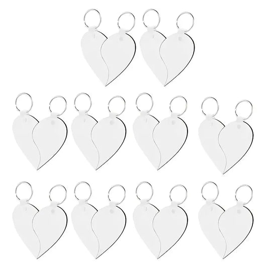 20pcs (10 Paires) Porte-clés Vierges Sublimés MDF