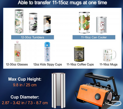 VEVOR Mug - Presse à sublimation - 600 W - Pour impression - Presses à sublimation