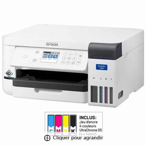 EPSON - Imprimante sublimation A4 SureColor SC-F100 + 1 jeu d'encre - pour transfert