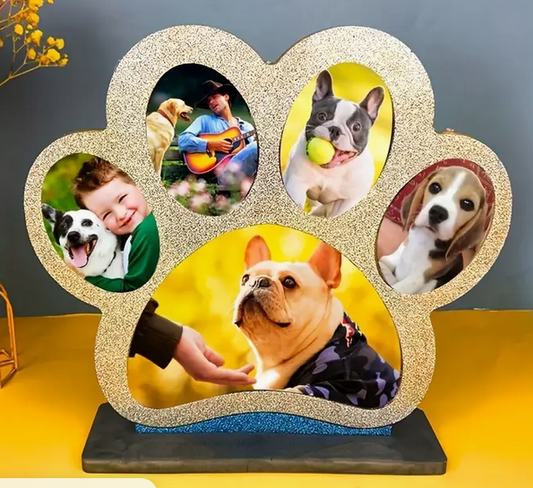 cadre photo en forme de patte de chien en resine