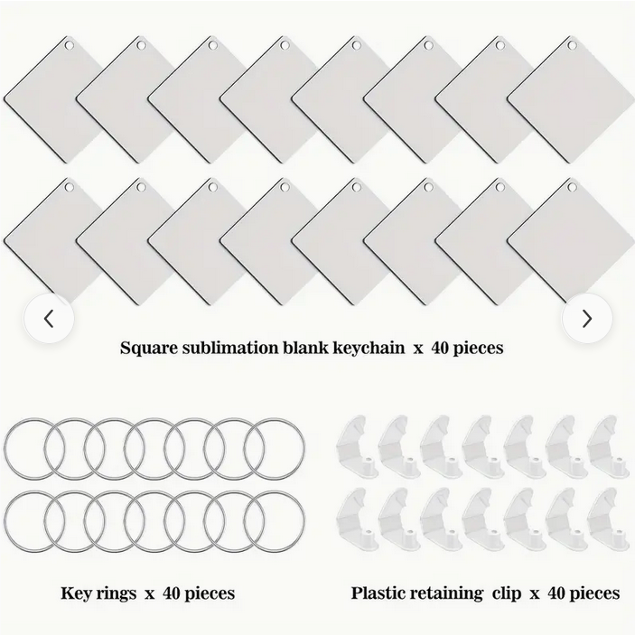 Lot de porte-clé carré en bois