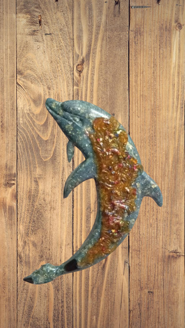 Dauphin vert et orange